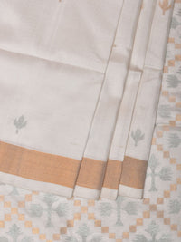 Thumbnail for White Uppada Silk Handloom Saree with Jamdani Pallu Design - Global Threads - Distacart