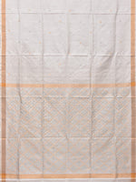 Thumbnail for White Uppada Silk Handloom Saree with Jamdani Pallu Design - Global Threads - Distacart