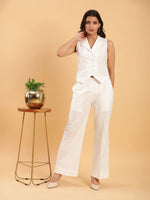 Thumbnail for BohoJazz Formal Serene White Waistcoat with Trousers Co-ord Set