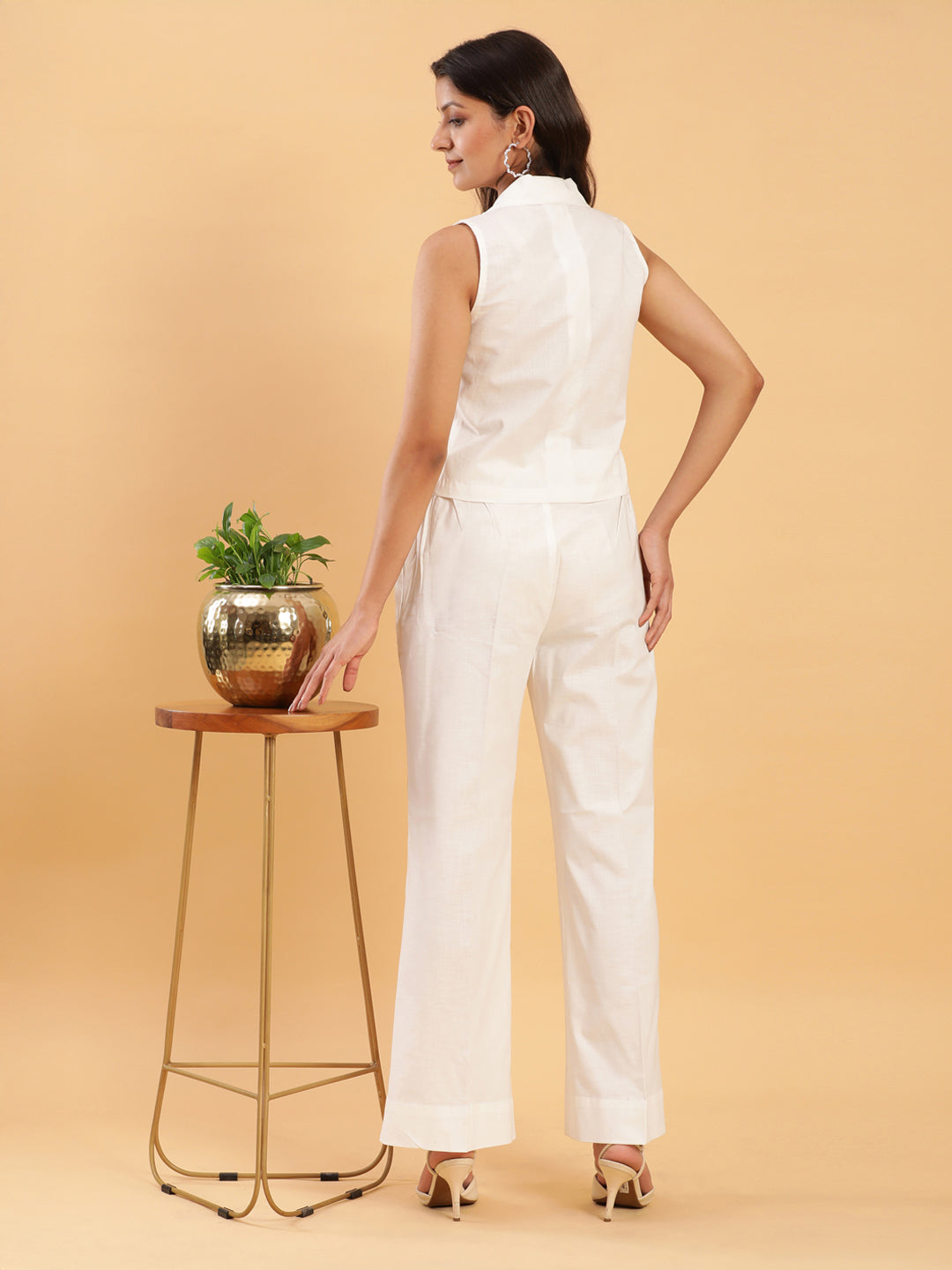 BohoJazz Formal Serene White Waistcoat with Trousers Co-ord Set