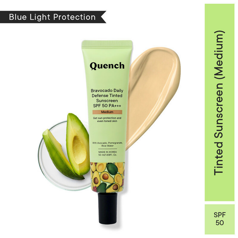 Quench Vitamin E Tinted SPF 50 Sunscreen PA+++ with both Mineral & Chemical Actives (Medium) - Distacart