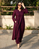 EGF Dusty Wine Rayon Solid A-Line Kurta With Palazzo - Dista