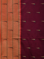 Thumbnail for Wine Paithani Silk Handloom Saree with Pallu and Triple Muniya Border Design - Global Threads - Distacart