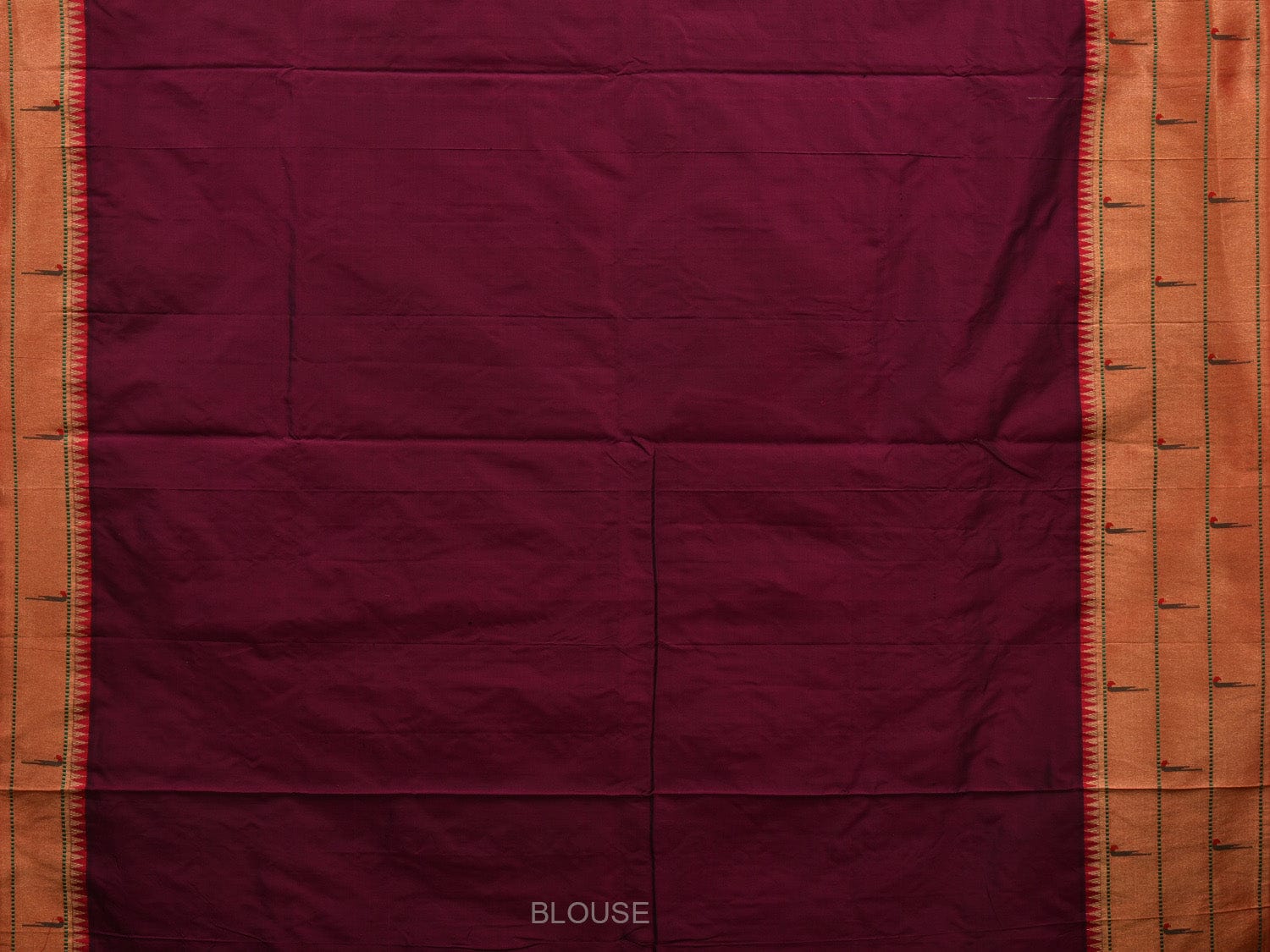 Wine Paithani Silk Handloom Saree with Pallu and Triple Muniya Border Design - Global Threads - Distacart
