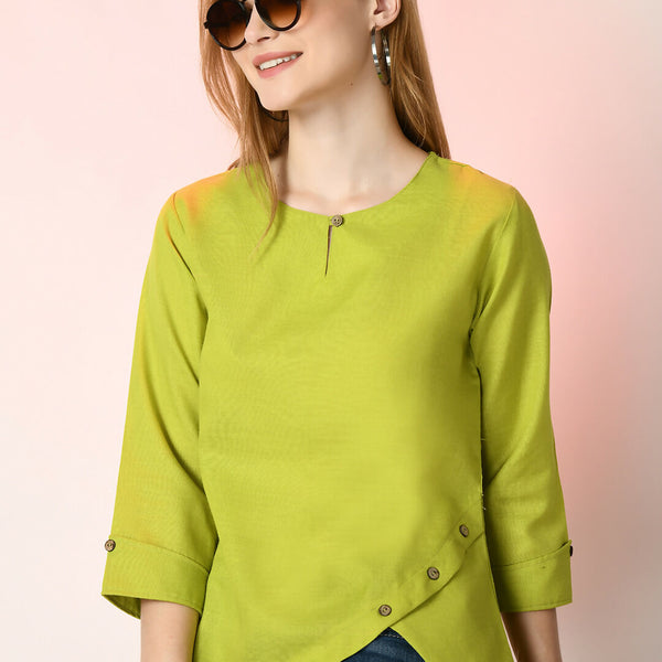 Myshka Women's Green Solid Top - Distacart