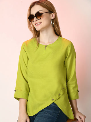 Myshka Women's Green Solid Top - Distacart