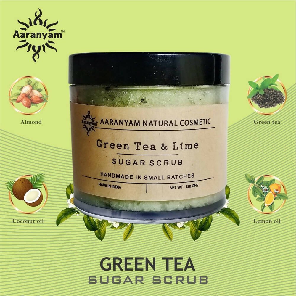 Aaranyam Green Tea & Lime Sugar Scrub For Face & Body - Distacart