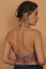 Thumbnail for Joban Fashion Silk Zircoon And Beads Padded Blouse - Light Mauve