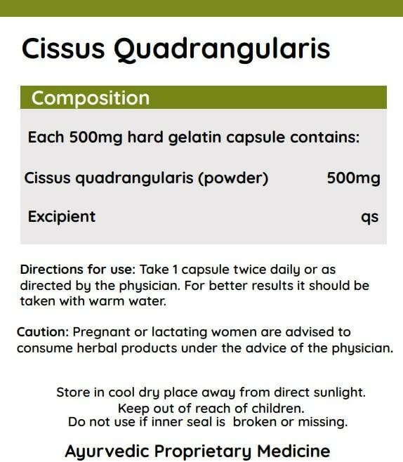 Ayurvedashree Cissus 500mg Capsules - Distacart