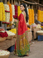 Thumbnail for Shree Shyam Fashion Red Pochampally Silk Saree - Distacart