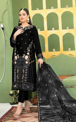 Thumbnail for Anaita Black Velvet Suit with Embroidery Sequence Work