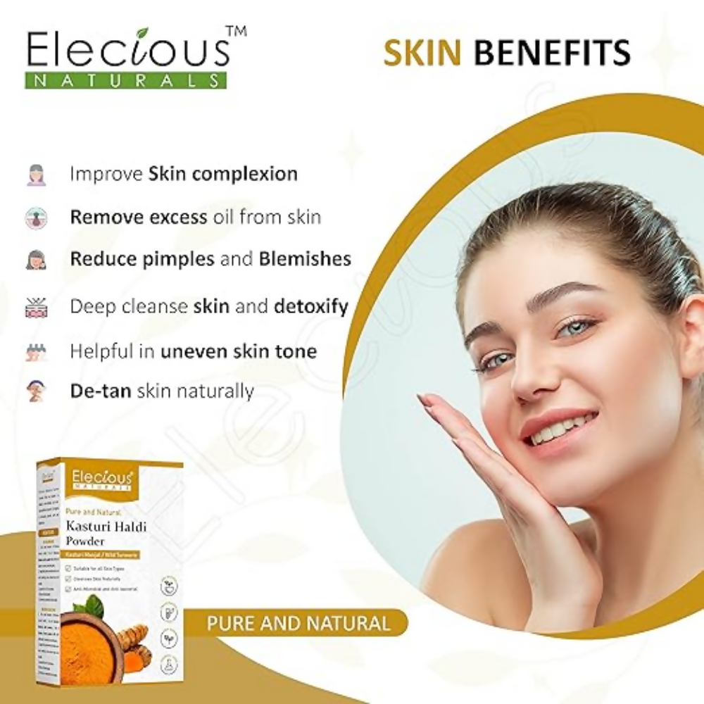 Elecious Kasturi Haldi Powder for Natural Finish face - Dista