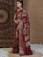 Thumbnail for Anouk Kalamkari Zari Silk Blend Sungudi Saree