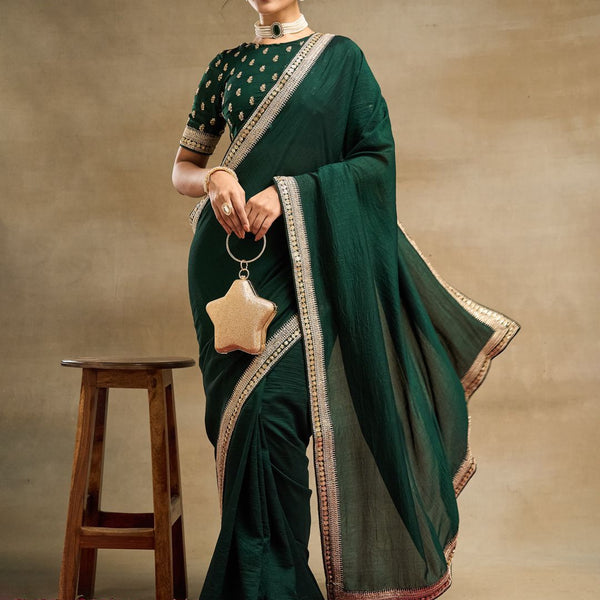 kasee Solid Embroidered Pure Silk Saree - Distacart