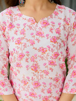 Thumbnail for The52 Pink Women's Beautiful Printed Silk Blend Fabric with Straight Kurta, Pant and Dupatta Set - Distacart