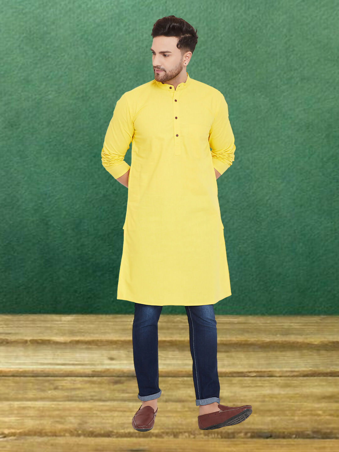 Even Apparels Men's Pure Cotton Yellow Kurta - Distacart