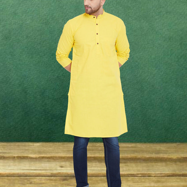 Even Apparels Men's Pure Cotton Yellow Kurta - Distacart
