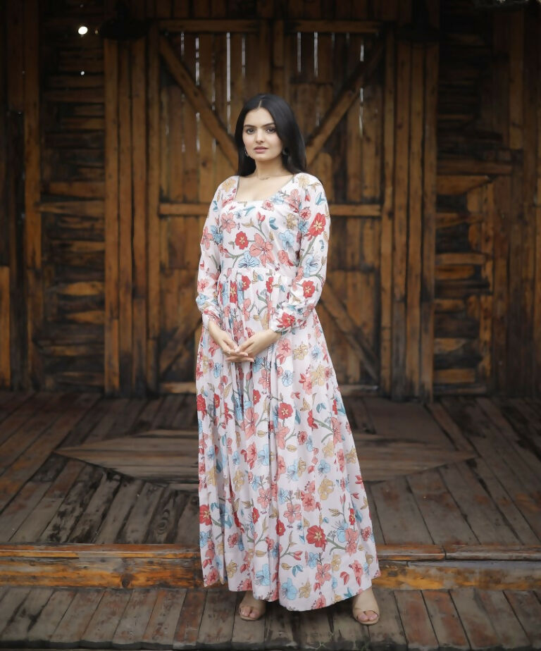 Jyoti Fashion Women's Multicolor Heavy Digital Printed Georgette Anarkali Dress - Distacart