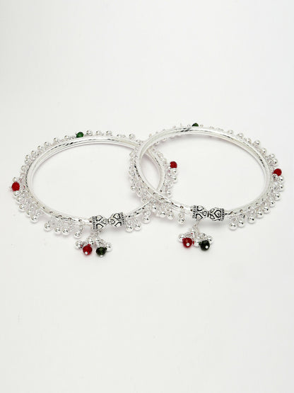 NVR Women's Set of 2 Silver-Plated Kada Anklets - Distacart