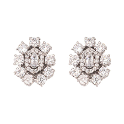 Nuyug Silver Blossom Diamond Studs - Distacart