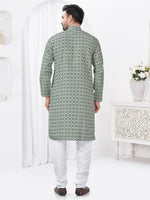 Thumbnail for Joban Fashion Men's Rayon Cotton Grey Printed Kurta Pyjama set - Distacart