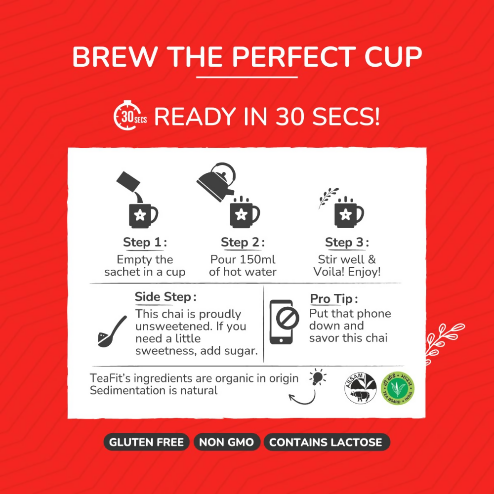TeaFit Premium Zero Sugar Instant Tea Premix - Masala & Ginger - Distacart