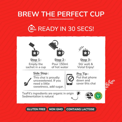 TeaFit Premium Zero Sugar Instant Tea Premix - Masala & Ginger - Distacart