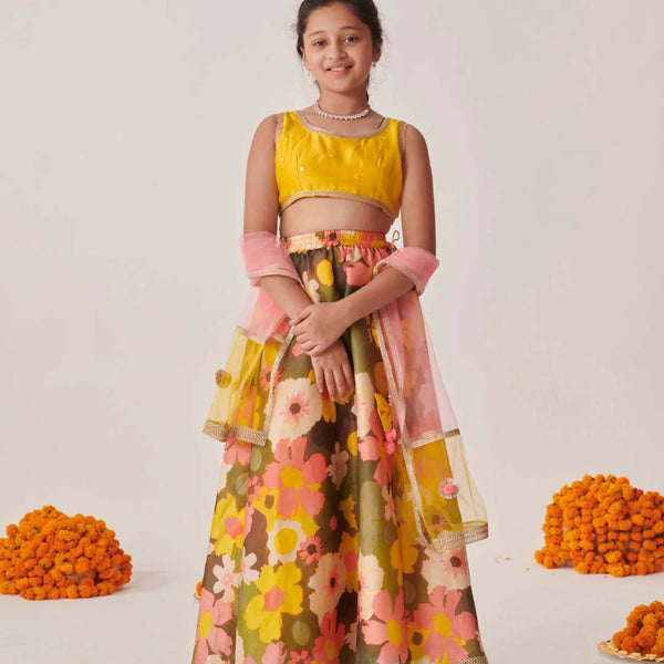 Joban Fashion Girl's Yellow Color Lehenga Choli