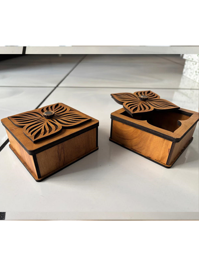 Wood estate Wooden Decor Boxes, Gift Boxes For Home Small Return Gifts Box Empty Container For Dry Fruits Return Gift (Pack Of 2) - Distacart