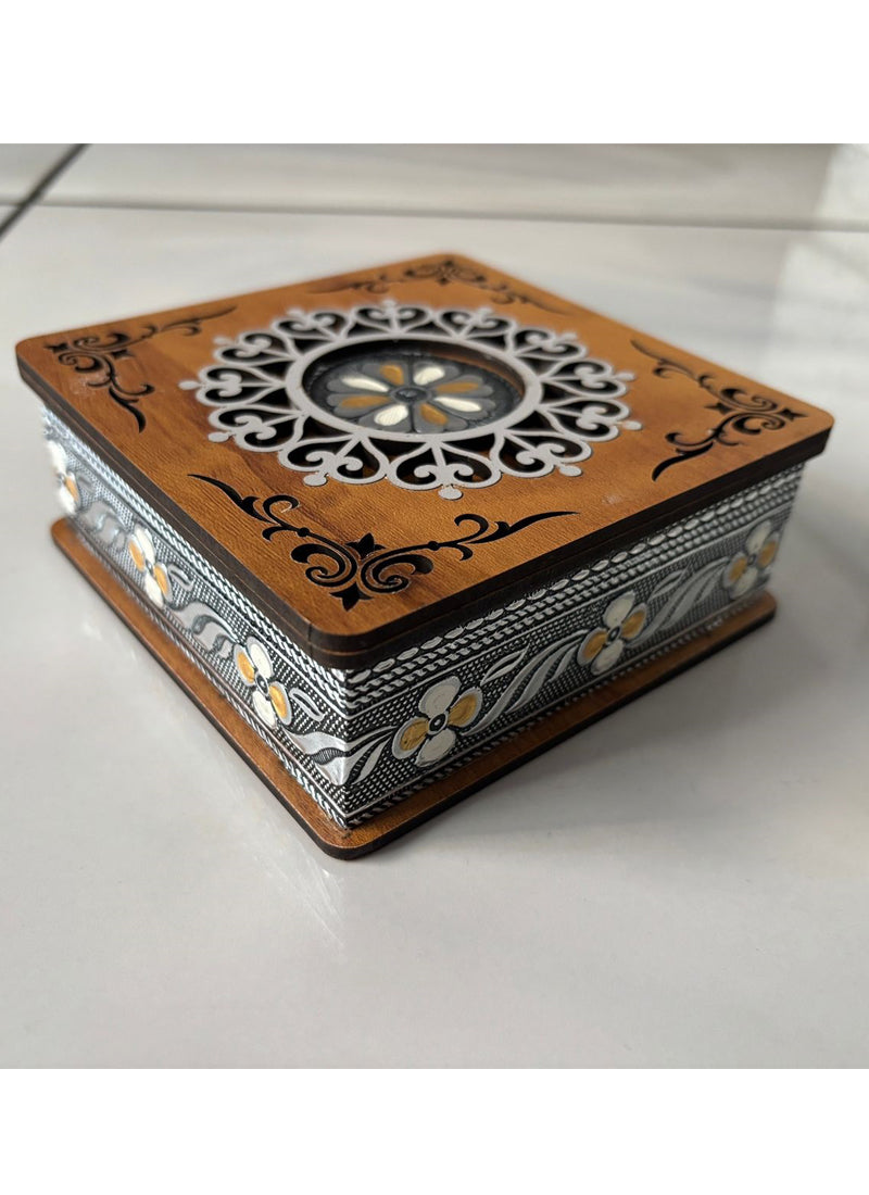 Wood estate Wooden Decor Boxes, Gift Boxes For Home Small Return Gifts Box Empty Container For Dry Fruits Return Gift (Pack Of 2) - Distacart