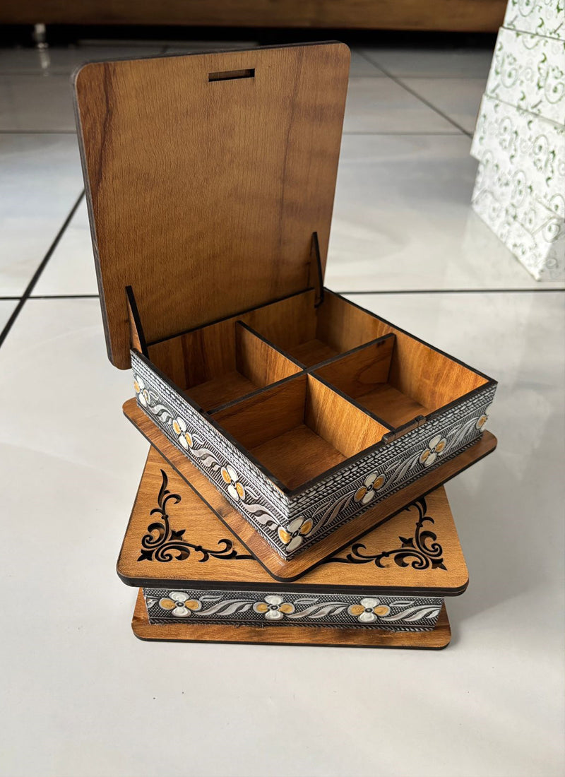 Wood estate Wooden Decor Boxes, Gift Boxes For Home Small Return Gifts Box Empty Container For Dry Fruits Return Gift (Pack Of 2) - Distacart