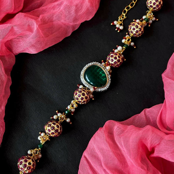 Joban Fashion Multicolor Brass Ad With Monalisa Stone And Ball Beaded Bracelet - Distacart