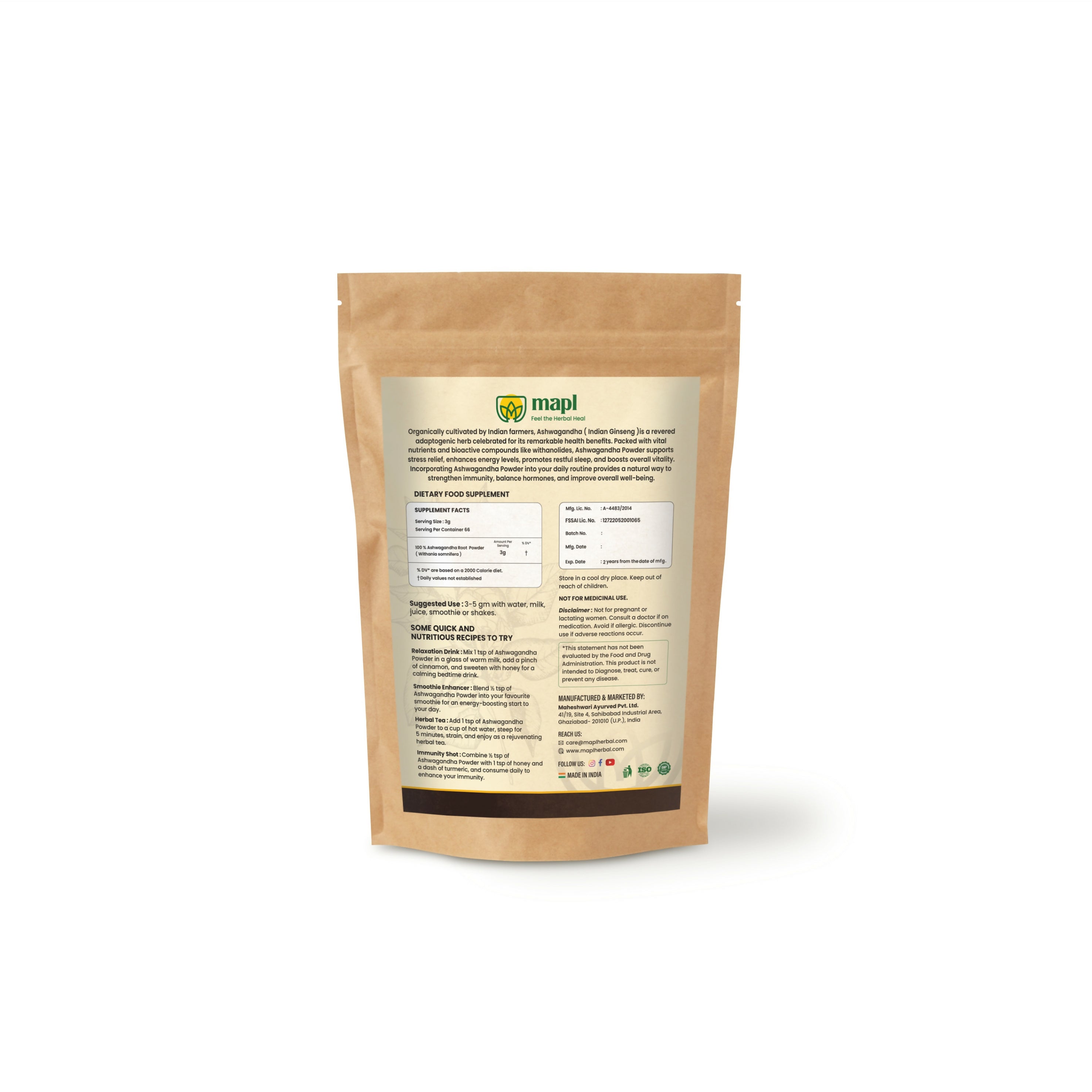 MAPL Ashwagandha Root Powder