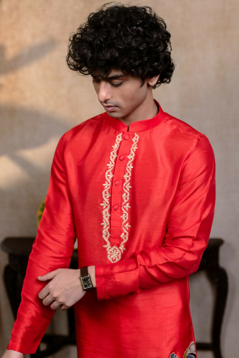 Falling Raw Silk Red Padma Gopala By Hilo Design - Distacart