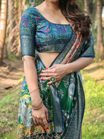 Thumbnail for Preksha Creation Multicolor Wedding Premium Tussar Silk Kalamkari-Inspired Motifs Women Saree