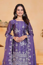 Thumbnail for Joban Fashion Purple Silk Embroidered Sharara Set - Distacart