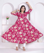 Thumbnail for Miravan Womens Pink Floral Printed Angrakha Kurta - Dista