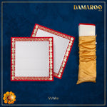 Thumbnail for Damaroo Set of 2 | 2x2 ft | Classic Nylon Pooja Aasan | Red Gotapatti Border - White - Distacart