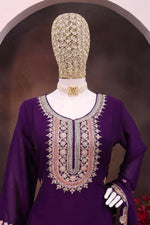 Thumbnail for Anaita Violet Heavy Chinon Stitched Suit with Embroidery & Sequence Work - Distacart