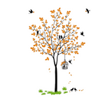 Thumbnail for Decal O Decal Vinyl Orange Tree with Birds Cage and Nest Self Adhesive Wall Sticker