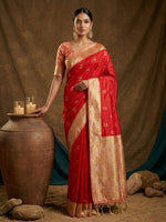 Thumbnail for Shree Shyam Fashion Red Soft Silk Saree - Distacart