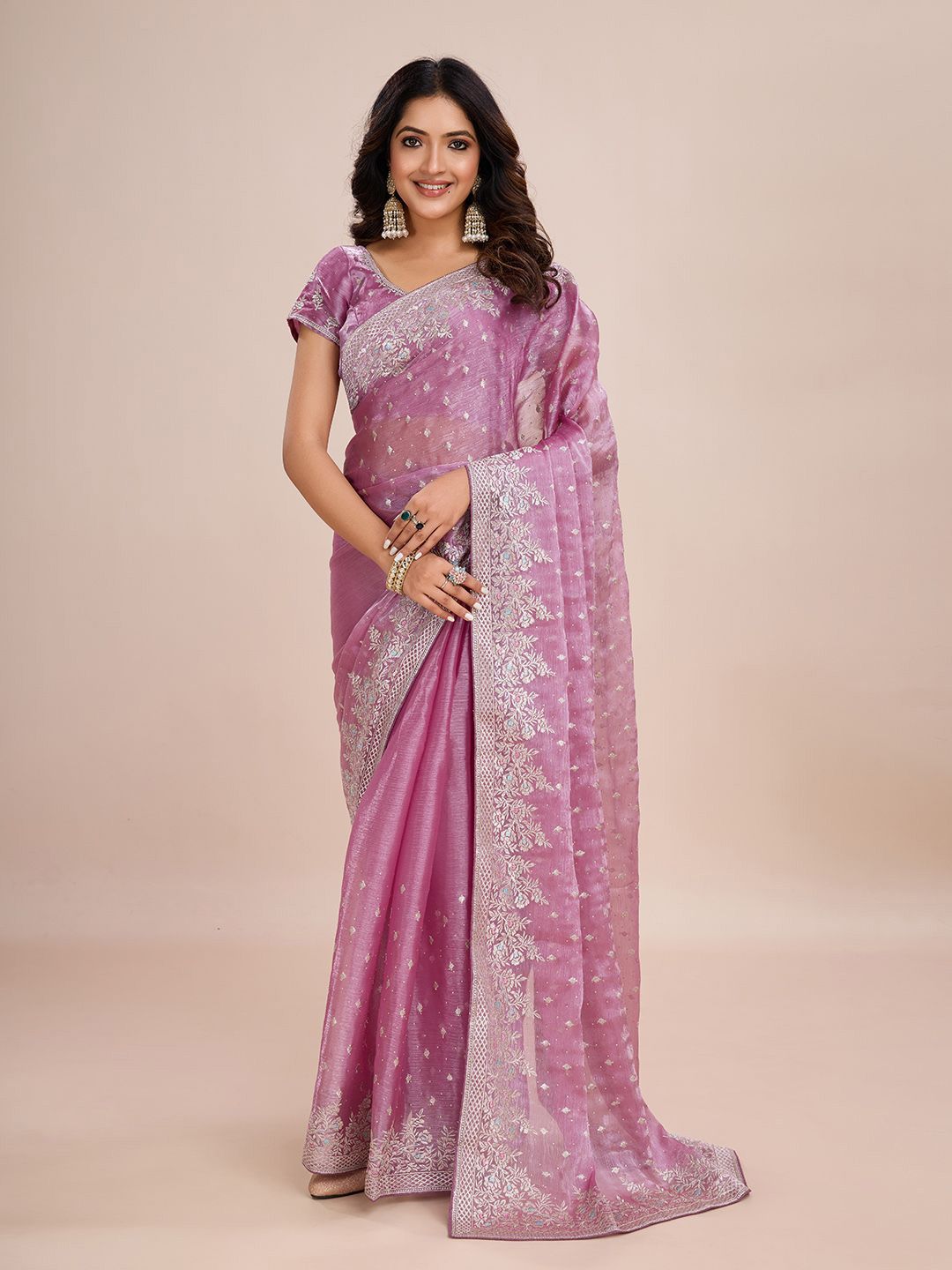 kasee Floral Zari Silk Blend Ready to Wear Saree - Distacart