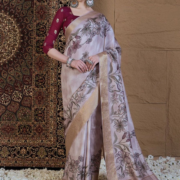 Anouk Floral Zari Silk Blend Saree - Distacart