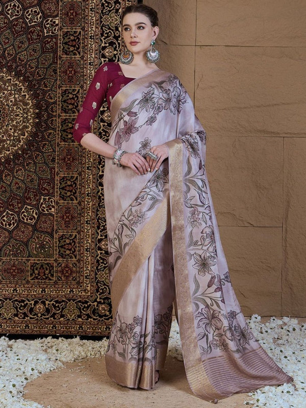 Anouk Floral Zari Silk Blend Saree
