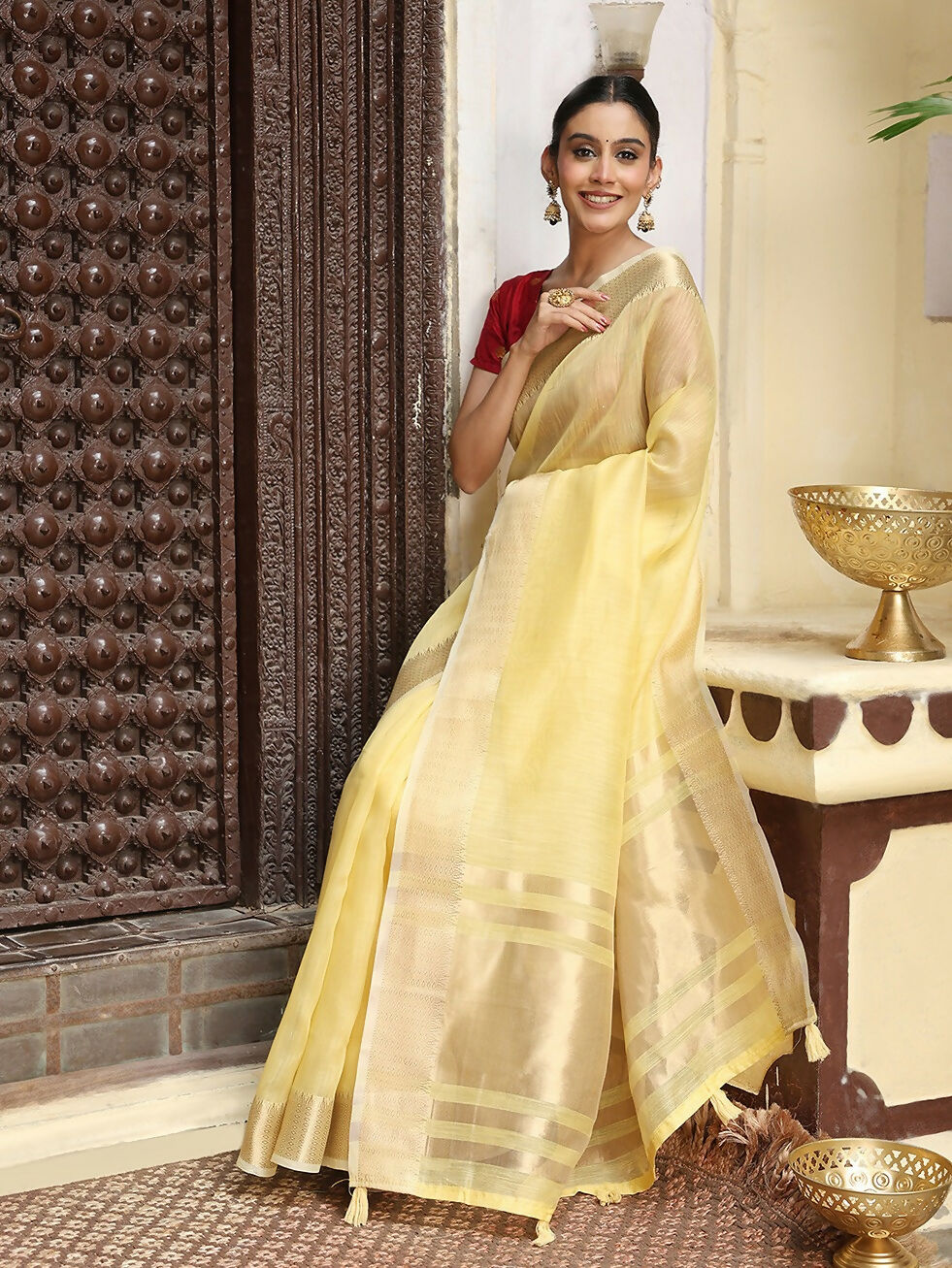 Astita Yellow Cotton Saree