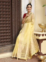 Thumbnail for Astita Yellow Cotton Saree