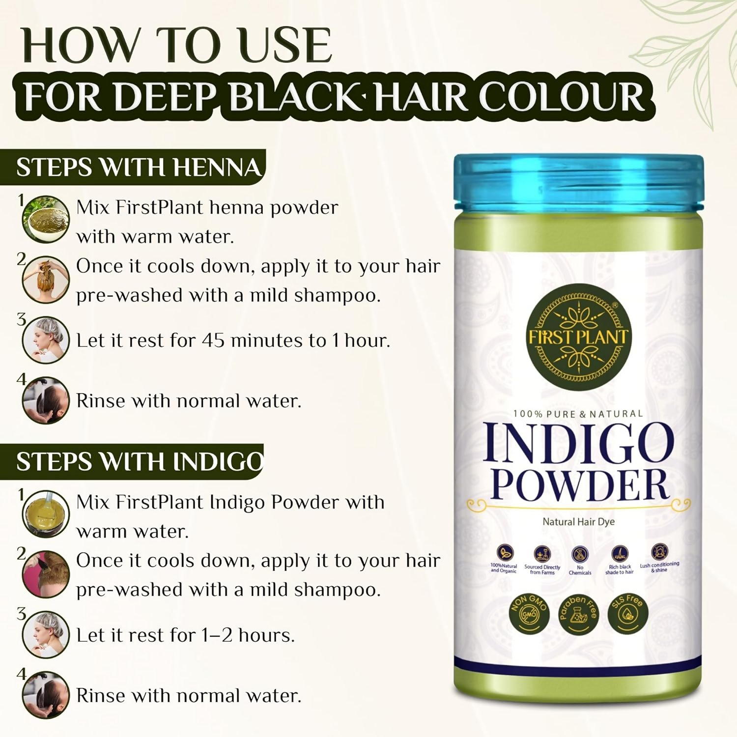 First Plant Organic Indigo Powder For Black Hair - Distacart