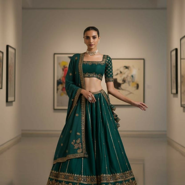 Lehenga Mart Designer Indian Wedding Lehenga Choli-Green - Distacart