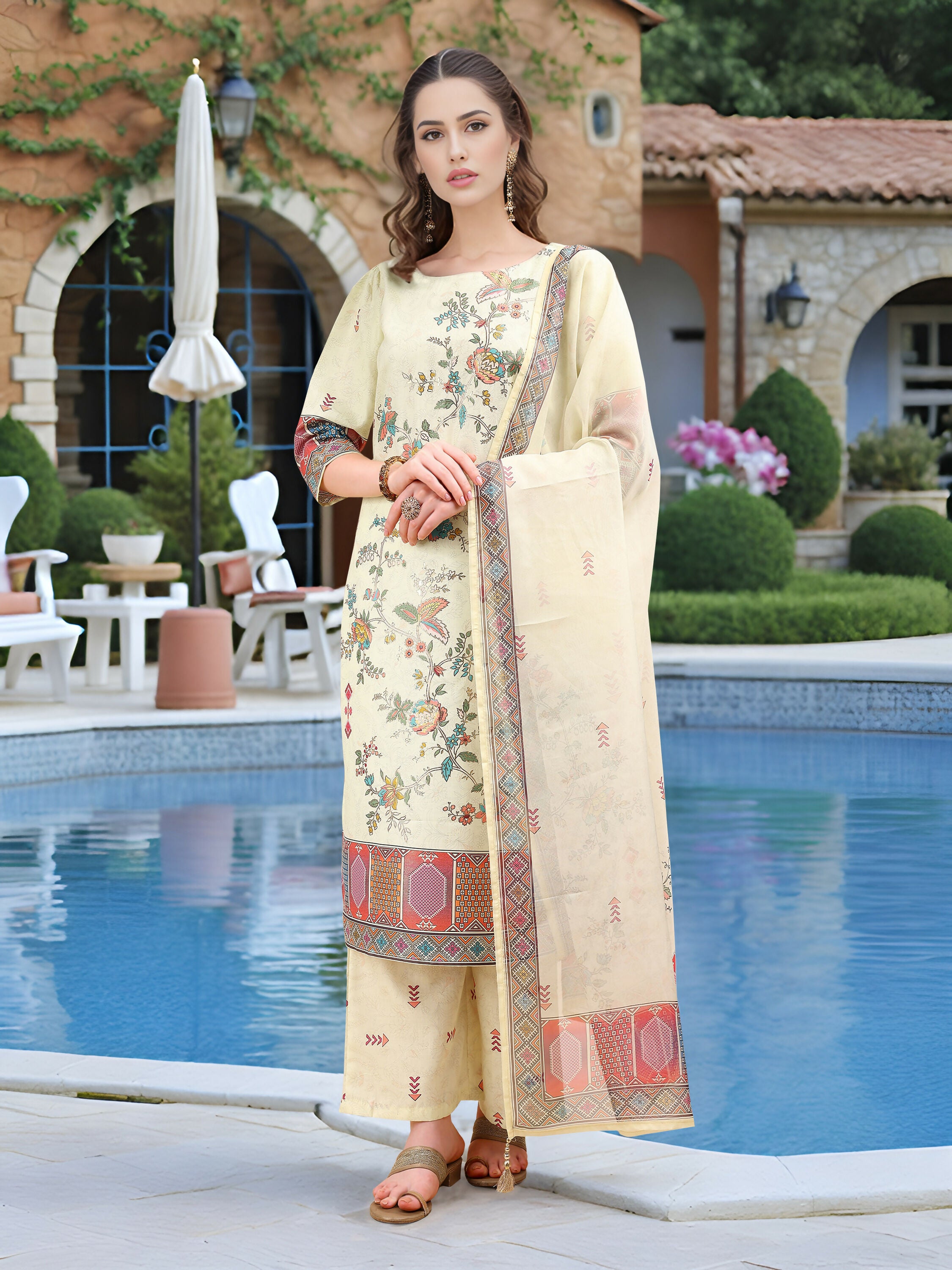 Joban Fashion Pista Position Digital Print With Position Foil Kurta Set