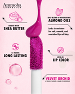 Thumbnail for Ammoha Cosmetics Long-Lasting, Matte-Finished Velvet Orchid Color Liquid Lipstick - Distacart